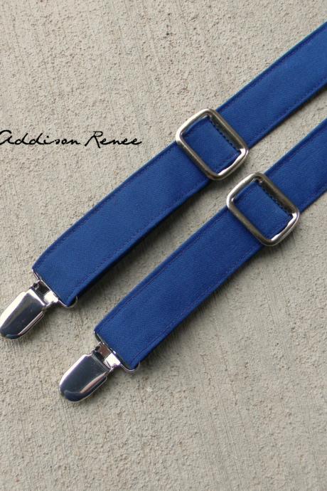 Boys Suspenders - Navy Blue Boys Adjustable Suspenders