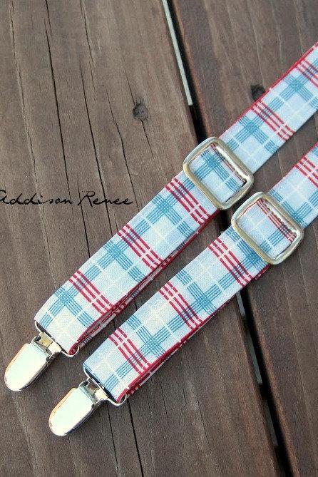 Boys Suspenders - Red White And Blue Boys Adjustable Suspenders