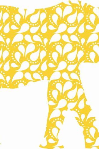 Nursery Decor Yellow Elephant Decals with Paisley Pattern