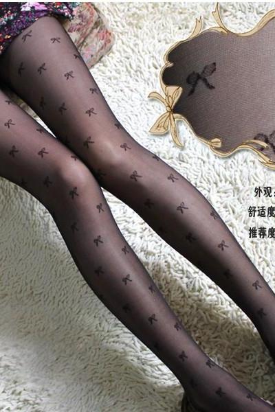 Cute Bow Pattern Print Stockings/ Pantyhose/ Tights