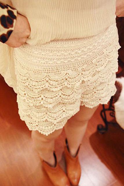 Sweet Middle Waist Lace Shorts For Girls - White