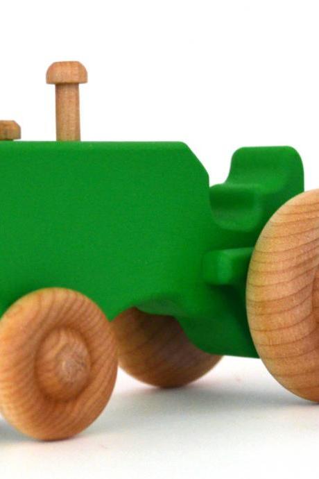 Wooden Toy Tractor - Wood Toy - Waldorf Toy - Push Toy - Personalized - Green Tractor