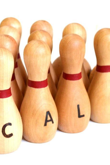 Wood Toy - Personalized 10-pin Bowling Game - Kids Wooden Toy