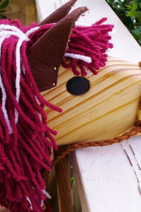 Stick Horse Toy - Waldorf Imagination Toy - Oklahoma Sooners Edition - Hill Country Woodcraft