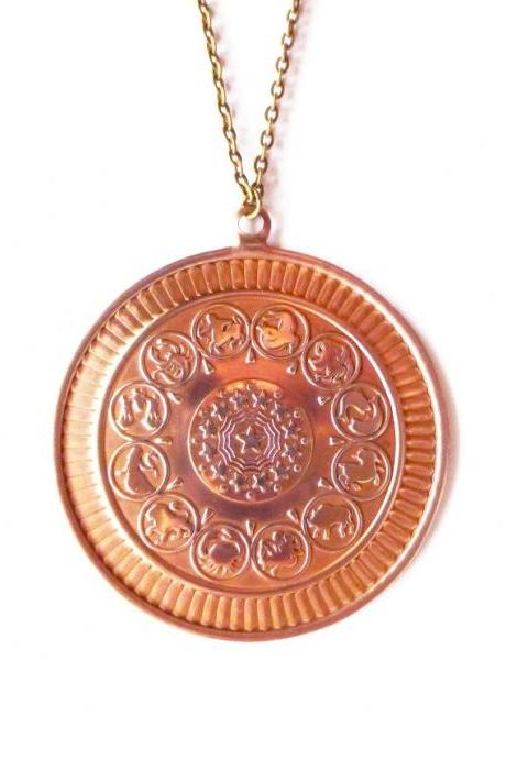 Zodiac Medallion Necklace Zodiac Necklace Zodiac Jewelry Statement Necklace Astrological Signs Astrology Astronomy Horoscope Constellations
