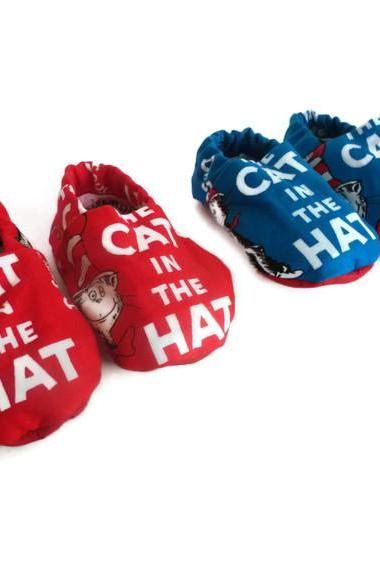 Baby Shoes, Baby Booties - Dr. Seuss The Cat In The Hat , Red Or Blue
