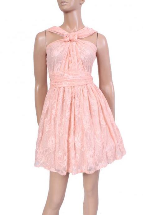 Peach color Bridesmaid / Wedding party / Cocktail / Party lace dress