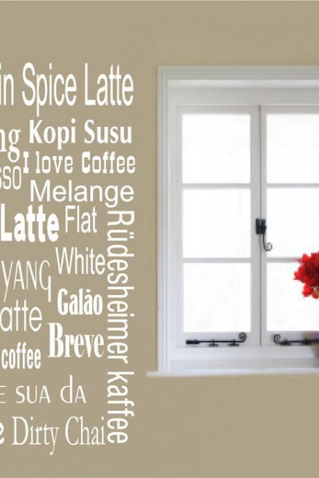 Coffee Beverages Wall Decals for Kitchen Decor