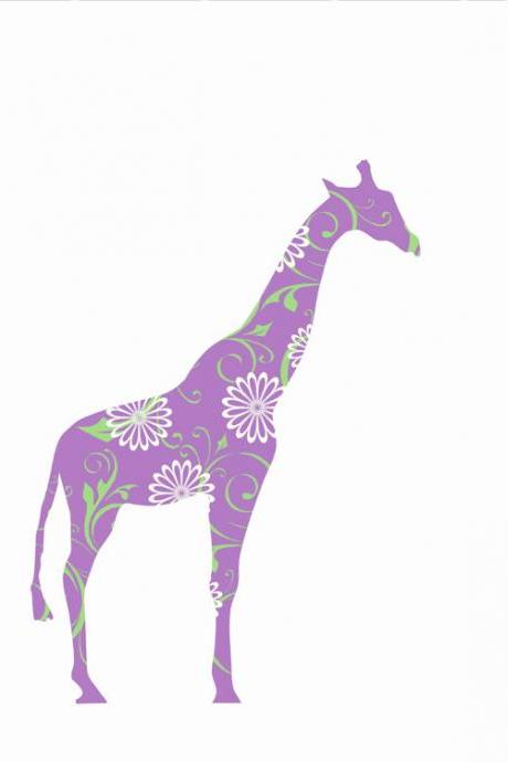 Lavender Giraffe Fabric Wall Decal for Nursery