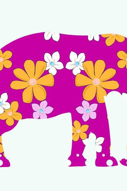 Pink Elephant Fabric Wall Decals for Children