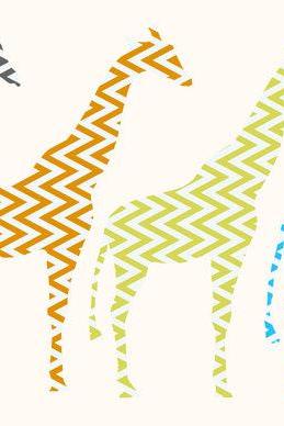 Kids Decor Giraffe Decal Set in zigzag pattern