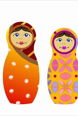 Cute Matryoshka Nesting Dolls Fabric Wall Decals for Children