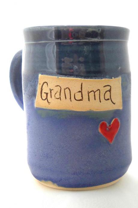 Grandma Mug Ceramic Handmade Pottery Wheel Thrown Stoneware By Jewel Pottery Cup Each One Unique
