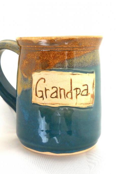 Grandpa Mug Ceramic Handmade Pottery Wheel Thrown Stoneware By Jewel Pottery Cup Each One Unique