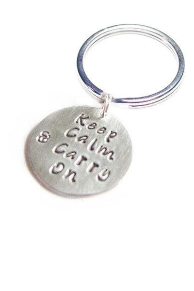Keep Calm Keychain and Carry On Metal Key Chain gift for Wedding Birthday boyfriend husband father