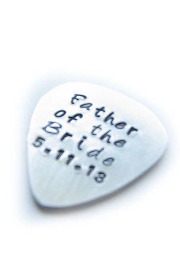 Father of the Bride Groom Guitar Pick Hand Stamped Anyway you want Music Lovers Engraved Gift Wedding