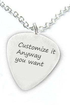 Customize Guitar Pick Necklace Personalized it anyway you want Hand Stamped Pendant Music Gift Birthday engraved