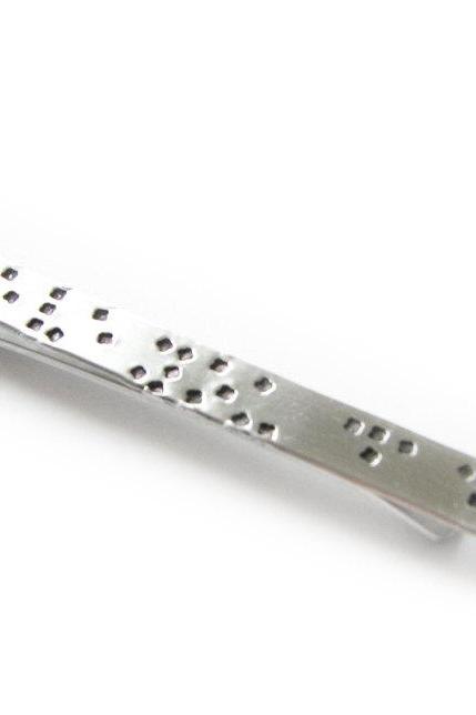 Customized Braille Tie Clip I love you dad Personalized Hand Stamped Custom Wedding Men Dad Gift Keepsake Birthday