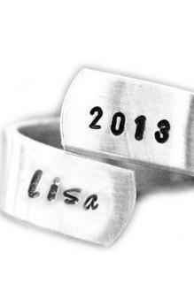Bypass Hand Stamped Ring Personalized Custom Any Ring Size Jewelry Gift For Her Mother Friend Sister