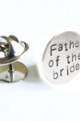 Father of the Bride Tie Tack Silver Lapel Pin Personalized Custom Accessory Gift for Groom Man Father Dad Groomsman tux studs