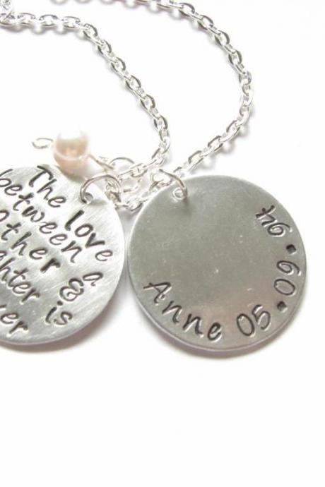 Mother Daughter Son Necklace Hand Stamped Custom Personalized Pendant Jewelry Brass or Copper Aluminum silver