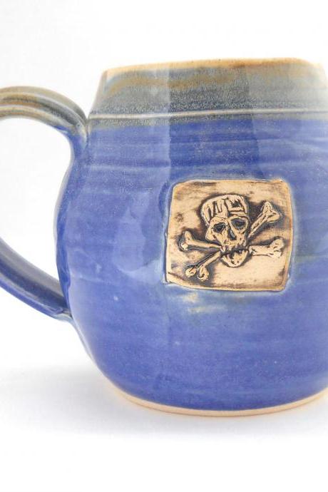 Ceramic Handmade Pottery Wheel Thrown Stoneware Skull Mug By Jewel Pottery Cup Each One Unique