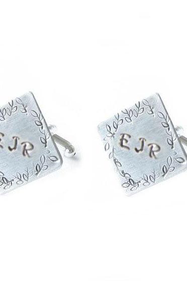 Diamond Shaped Cufflinks Initials Men Hand Stamped Wedding Personalized Engraved Gift Men Cuff Links Birthday