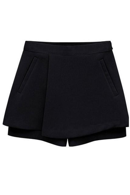 Special Clipping Mid Waist Summer Loose Shorts - Black