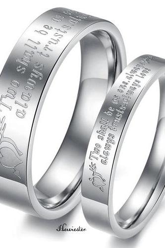 Him &amp;amp; Her Couple Ring Band - Two Shall Be As One - Lover&amp;#039;s Ring - Anniversary Ring - Relationship Ring