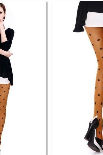 Lovely Polka Dot Stockings - Ginger Color