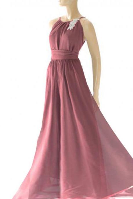 Plus Size maxi /burgundy/ chiffon bridesmaid / evening / party / dress