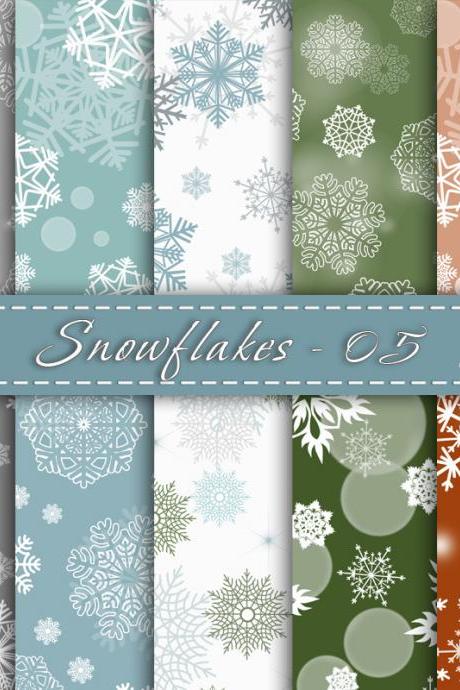 Snowflakes digital paper, Christmas Snowflakes, Digital snowflanes , for Personal and Commercial Use