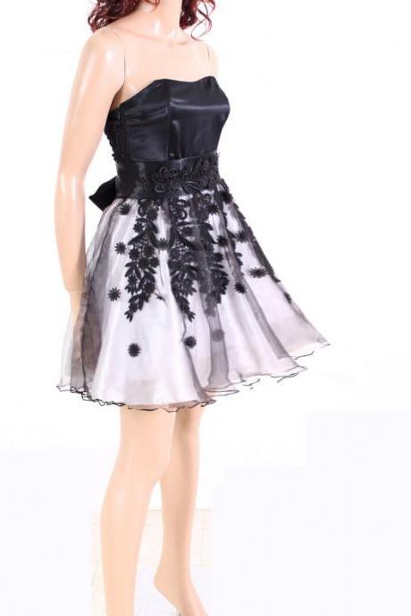 Little Black and White/ Lace organza/ PARTY /cocktail / bridesmaid /prom / evening dress