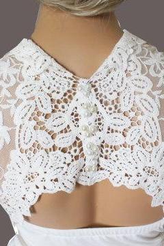 Bridal Ivory handmade shrug jacket lace wedding bolero