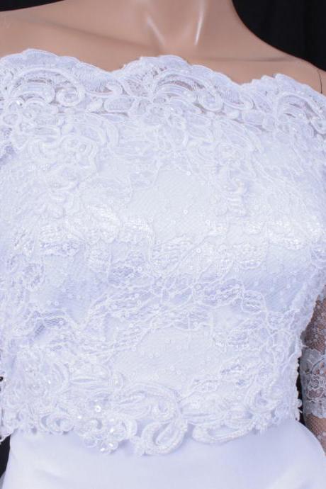 Bridal optical White Lace shrug jacket wedding bolero