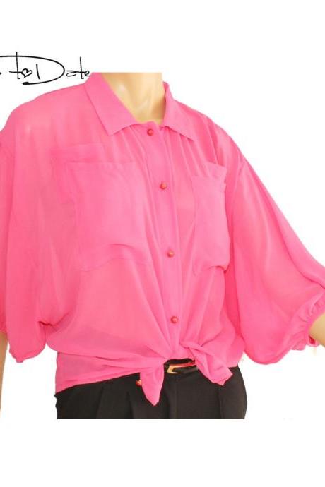 Pink/ chiffon blouse with buttons