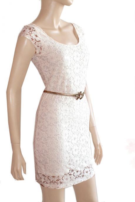 white bridesmaid cotton lace/day/ dress