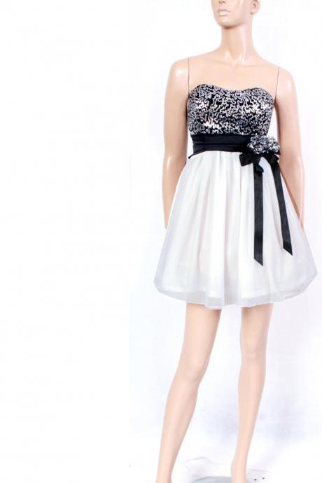 Prom/ Party/ Cocktail/Strapless/ wedding party /Chiffon Sequins mini dress