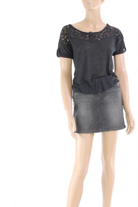 Fresh top/ Black lace casual blouse