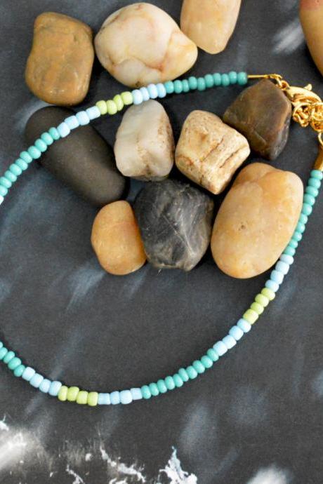 SALE) C-020 Beaded bracelet, Seed bead bracelet, Green bracelet, Simple bracelet, Pattern bracelet/Everyday jewelry/
