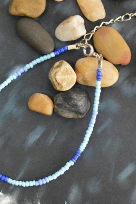 SALE) C-018 Beaded bracelet, Seed bead bracelet, Blue bracelet, Simple bracelet, Pattern bracelet/Everyday jewelry/