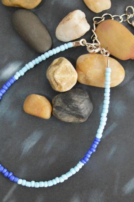 SALE) C-017Beaded bracelet, Seed bead bracelet, Blue bracelet, Simple bracelet, Pattern bracelet/Everyday jewelry/