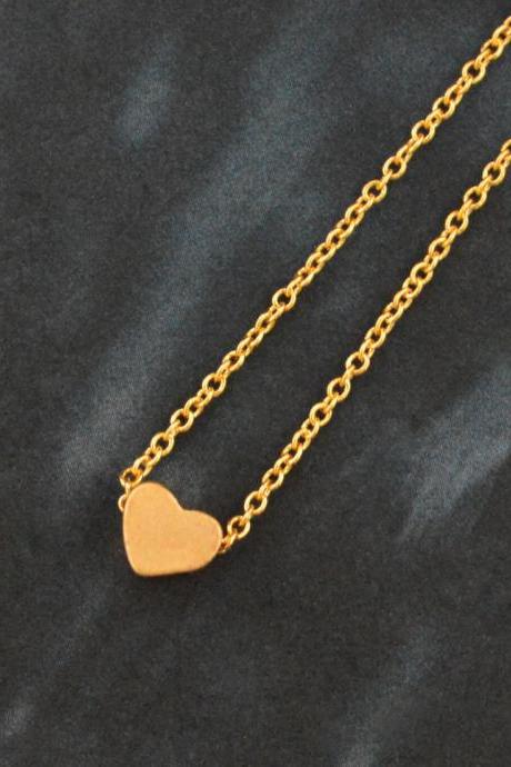 A-003 Heart Necklace, Simple Necklace, Modern Necklace, Girls Necklace, Gold Plated Necklace/ Bridesmaid Gifts / Everyday Jewelry /