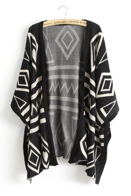 Stylish Geometrical Pattern Shawl For Woman - Black