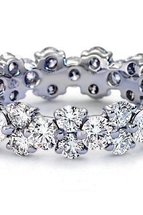 White Gold Filled (wgf) Sapphire Diamonique Wedding Ring Band - Sizes 5 Thru 10