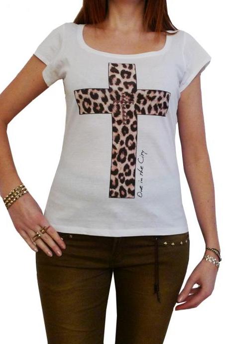 CRUCIFIX: WOMEN'S T-SHIRT SHORT-SLEEVE CELEBRITY ONE IN THE CITY 7015268