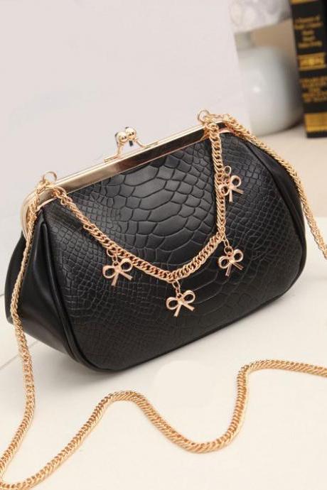  Fashion Crocodile Bags Clutch Handbag-Black