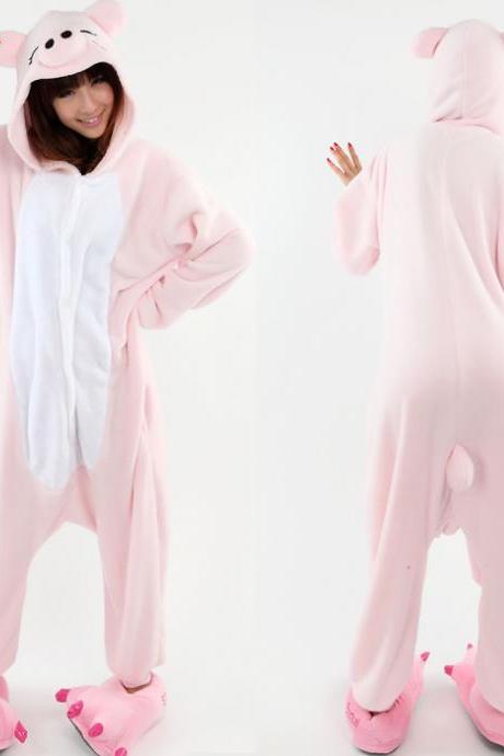 Christmas gift!pink pig coral fleece coverall leisure wear