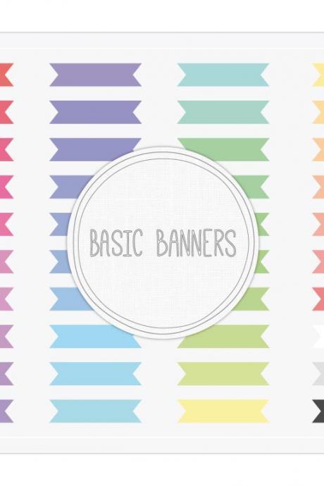 Basic Ribbon Banners Clip Art + Digital Collage Sheet