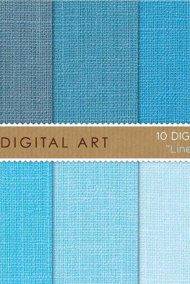 Digital Papers - Linen - Cyan Shades